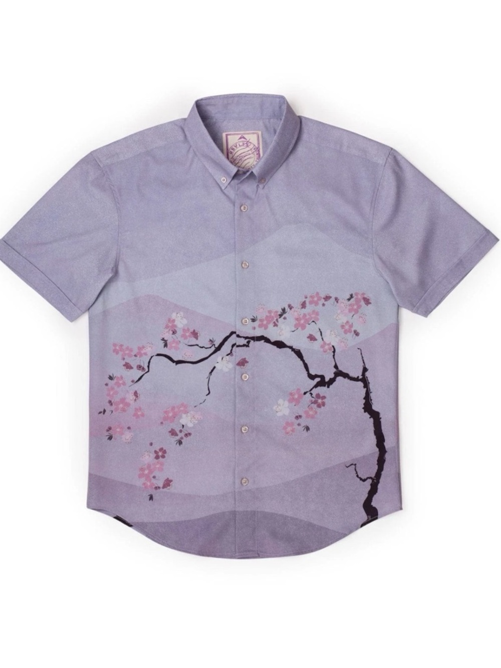 3XL - Rsvlts Tokyo In Bloom Japan Traveler’s Shirt Men’s Purple Cherry Blossom